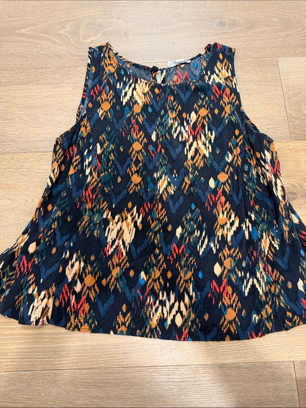beachlunchlounge Navy Multi-Color Ikat Print Tank